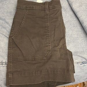 Women's Casual Brown Patch-Pocket Shorts